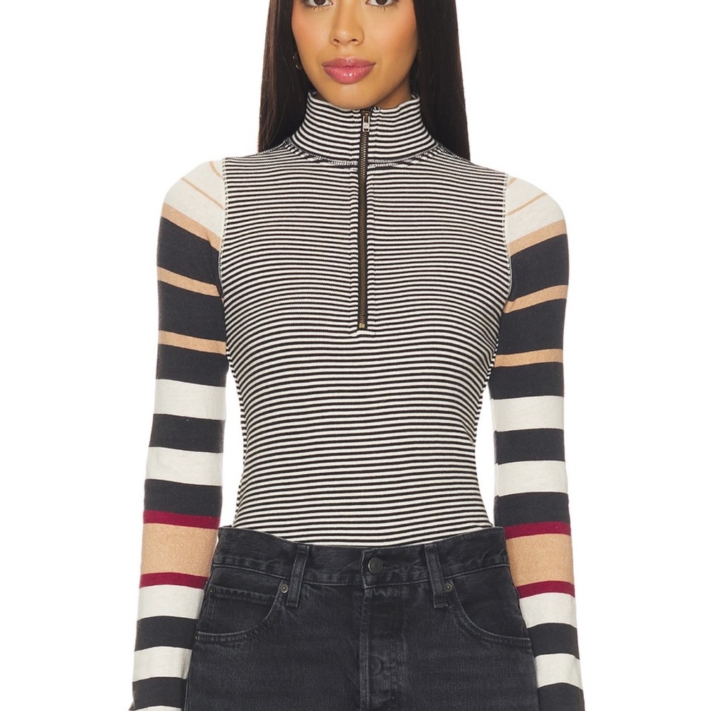 Striped half zip Women's Top